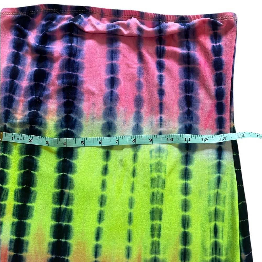 Women's Color Block Tie die Mini Dress, pink neon yellow, black,Medium - Picture 8 of 10